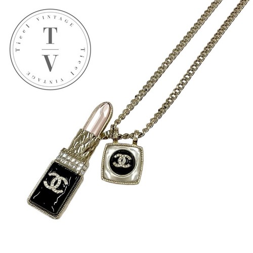 CHANEL Collana Ciondolo Girocollo Oro Marca Coco Charm Labbra Strass