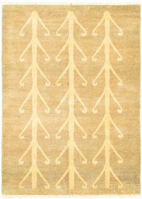 Olive 4'2" x 5'10" Hand-knotted Oriental Carpet Traditional Wool Area Rug - Image 1 of 4