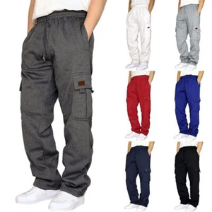 Men's Casual Loose Trousers Sweatpants Jogging Sweatpants Padded Pants Work Pant - Picture 1 of 23