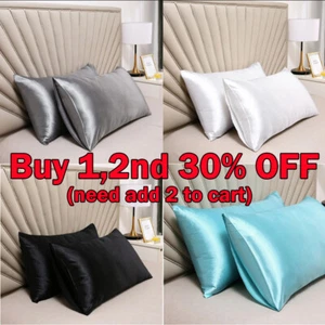 1Pcs Silk Satin Pillow Case Cover Solid Standard Bedding Smooth Soft Pillowcase - Picture 1 of 15
