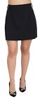 DOLCE & GABBANA Skirt Black Wool A-line High Waist Mini IT50/US16/2XL 900usd