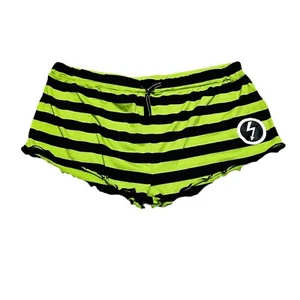 Dolls Kill x Marilyn Manson Collab 3X Lime Black Stripe Drawstring Lounge Shorts - Picture 1 of 8