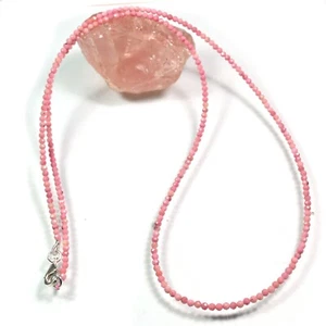 Natural Pink Opal Faceted Round 2-3MM Gemstone Beads Handmade Women Necklace 24" - Picture 1 of 10