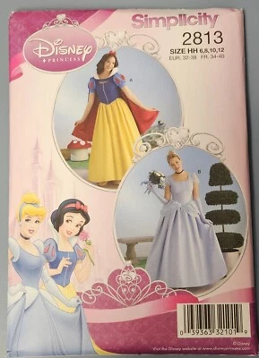Patrón Simplicity 2813 Talla 6 8 10 12 Disney Princesa Blancanieves Cenicienta Foto 1 de 3