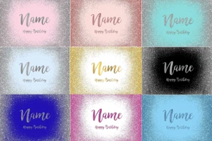 Custom Name Birthday Party Wall Background Silver Gold Glitter Backdrop Decor - Picture 1 of 29