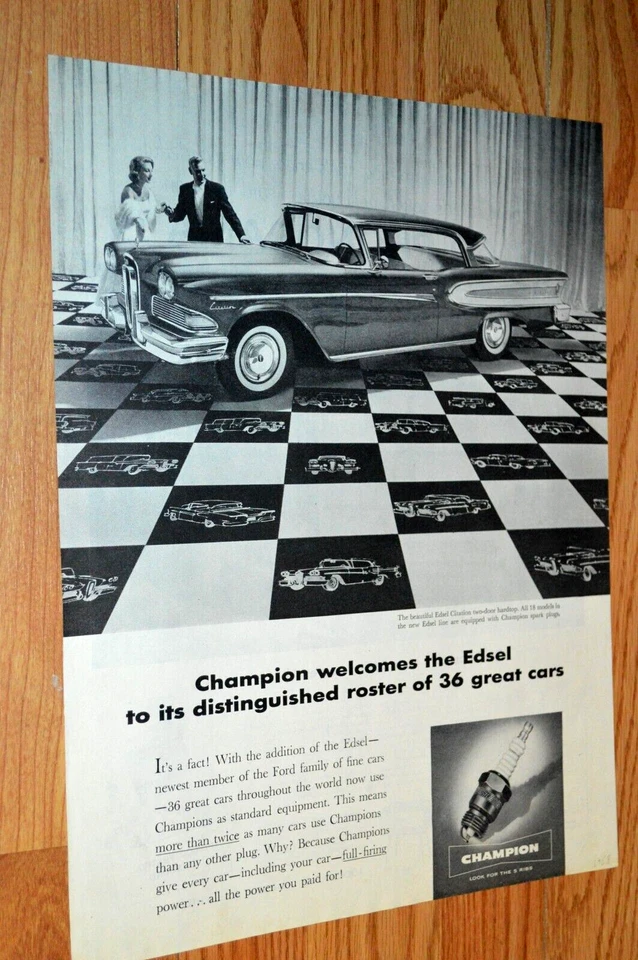 Ford Edsel 1958 Citation Champions bujía original anuncio grande 58 Foto 1 de 1
