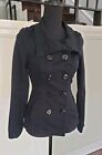 Divided By H&M Women Double Breasted Button Down Jacket Coat Sz 2 Cotton Peacoat