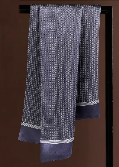 100% Seda Morera Hombres Mujeres Bufanda Pañuelo Envoltura Cuadros Gris MY220-8 Foto 1 de 4