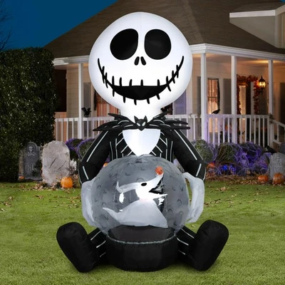 Gemmy Nightmare Before Christmas Jack Skellington Zero in Globe Inflatable 6 Ft - Image 1 of 2
