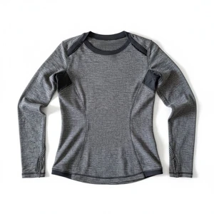 Lululemon Think Fast Long Sleeve Shirt Women's 6 Gray Heather Thumbholes Run Gym - Picture 1 of 6