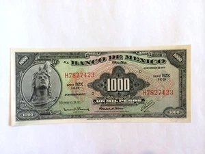 1000 PESO MEXICO BANKNOTE 1977 CUAUTHEMOC ABNC MEXICO SERIE BZK - Picture 1 of 2