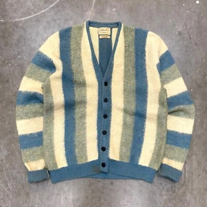 Cárdigan de Colección Años 50 60 Años 60 Rayas Mohair Rayas Verdaderas Agujas Kurt Cobain De Colección Grandes - Imagen 1 de 5