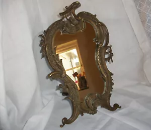 Antique Bronze Table Mirror Easel Back - Picture 1 of 18
