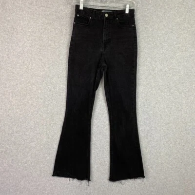 Denim Co Primark Cares Jeans Womens 6 Black Flared Raw Hem High Rise Denim - Image 1 of 4