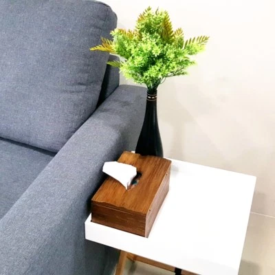 Teak Wood Tissue Box Cover Natural Napkin Rustic Vintage Brown Durable Thick 10" Foto 1 de 4