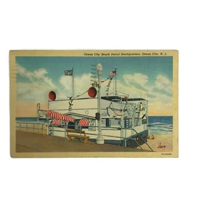 Postal de colección 1940 Ocean City Beach Patrol Cuartel General Nueva Jersey Lino - Imagen 1 de 2