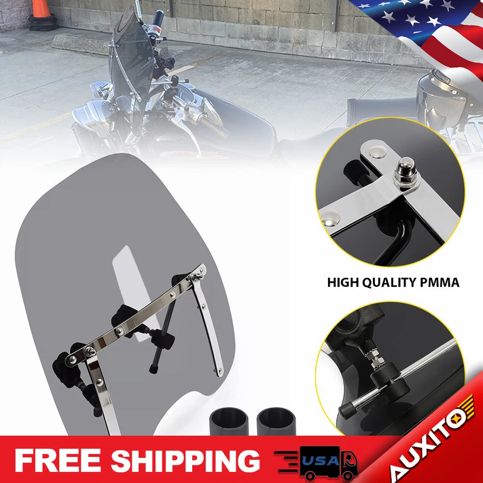 19-дюймовое дымчатое ветровое стекло ветровое стекло для Dyna Harley Honda Suzuki Yamaha Kawasaki - Изображение 1 из 4