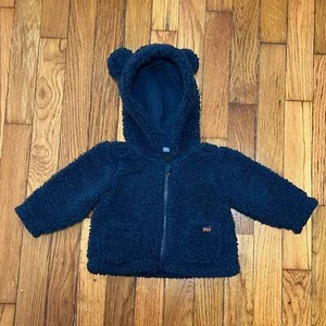 PRE-OWNED - 7 for All Mankind Navy Hooded Fleece Jacket Size 0 to 3 Months - Picture 1 of 5