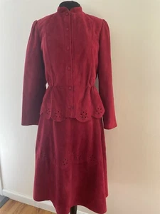 Vintage Red Wapiti New Zealand Handcraft Ltd. Deer Skin Suede Jacket&Skirt *EUC* - Picture 1 of 24