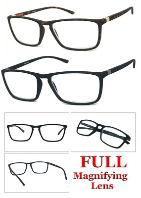 Gafas de lectura (no bifocales) con marco rectangular de goma de moda para hombres Foto 1 de 4