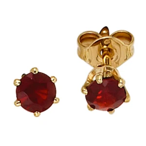 JOBO Ohrstecker rund 585 Gold Gelbgold 2 Granate rot Ohrringe Granatohrstecker - Bild 1 von 1