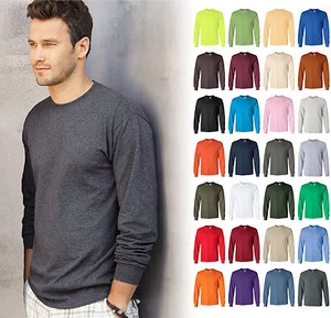 Gildan Ultra Cotton Mens Crewneck Long Sleeve T-Shirt S-5XL - 2400 - Picture 1 of 1