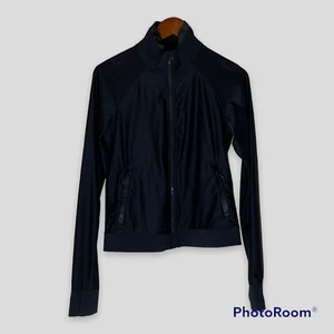 Lululemon Black Full Zip Jacket Size S Jersey Mesh Thumbholes High Neck - Picture 1 of 12
