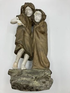 Antique Mednat Signed 19th Century Bronze Porcelain Bisque Sculpture Two Girls - Picture 1 of 19