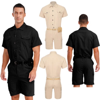 Mens Jumpsuit Warehouse Bodysuit Safety Rompers Fashion Cargo Playsuit Stylish - Image 1 of 4