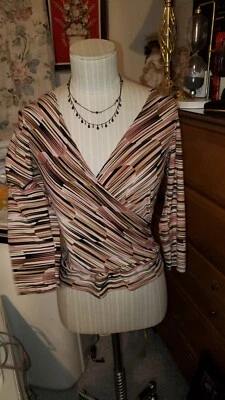 Forever 21 Top Blouse Shirt Blouse size M Womens Striped  - Image 1 of 4