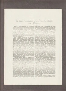 1889 GLIMPSE of ARIZONA Mag. ARTICLE Pages~Moki/HOPI TRIBE~Frederick DELLENBAUGH - Picture 1 of 2