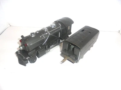 LIONEL 249E PREWAR STEAM LOCOMOTIVE WITH WHISTLE TENDER GUNMETAL O GAUGE RUNS G - Image 1 of 4