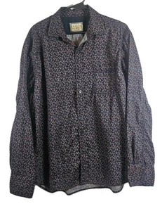 Vintage Italia Shirt Men XL 100% Cotton Classic Button-Up Blue Geometric Pattern - Picture 1 of 8