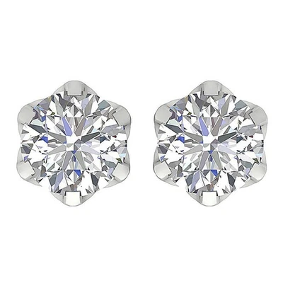 VS F 1.50 Ct Lab Grown Round Cut Diamond Solitaire Stud Earrings 14K White Gold - Image 1 of 4