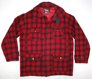 Vintage Woolrich Coat Men's L Mackinaw Wool Insulated Hunting Game Bag Plaid Red - Picture 1 of 14