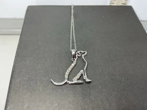 Sterling Silver Labrador Pendant Necklace 1/10 Carat Diamond NEW - Picture 1 of 8