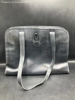 Longchamp Париж черный кожаный сумка с короткими ручками сделано во Франции большая наплечная сумка - Изображение 1 из 4