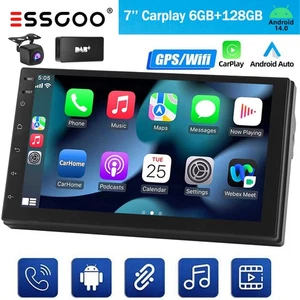 Autoradio 4G 6+128G 7" Doppel 2 Din Bluetooth Carpaly USB DAB+ Kamera Android 14 - Bild 1 von 11