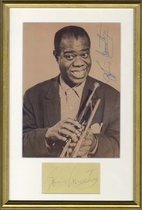 Louis Armstrong JAZZ autograph, signed album page affixed in a passepartout & fr - Picture 1 of 2