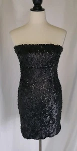 Pailletten Kleid Glitzer und Verblassen Gr. 4 schwarz ausgestellt Reißverschluss Minikleid - Bild 1 von 10