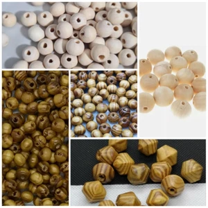 Wooden Beads, Untreated Wood Beads And Burley Wood Beads, Choose Your Beads - Picture 1 of 11