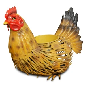 Country Living Handgefertigter Hühnerübertopf aus Metall - Bild 1 von 3