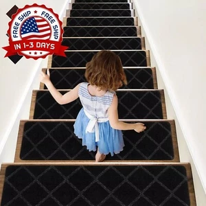 15 Alfombra antideslizante ‎30"x8" perfecta para escaleras de madera NUEVO US - Picture 1 of 8
