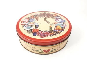 Vintage - Christmas Holidays Santa Reindeer Snowman Tin Storage Box Container - Picture 1 of 7