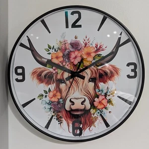 Boho Highland Cow Clock Mother's Day Valentine's Day New Home Birthday Gift - Picture 1 of 28
