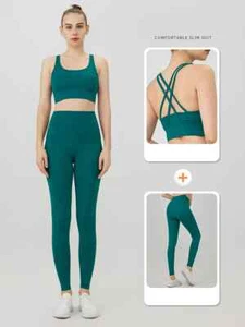 2 Piece Yoga Clothes Women's Tracksuit Athletic Wear Pilates Fitness Suit Sports - Picture 1 of 31
