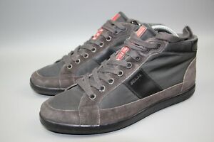 PRADA Red Tab Gray Nylon/Suede Gray Men's Hightop sneaker Shoe Sz 43 /US 10