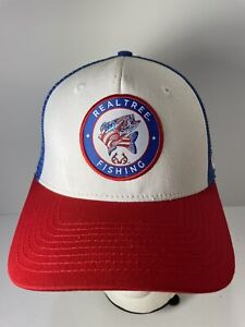 Realtree Fishing Hat Trucker Snapback Cap Red White & Blue Adjustable Backstrap