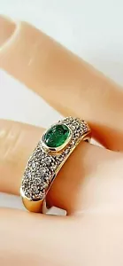 Gold ring ° 585/1000 ° 14 K ° emerald/40 brilliant ° gold jewelry ° - Picture 1 of 12