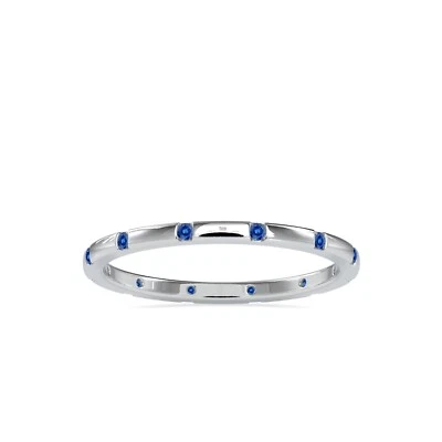 Anillo de boda pequeño de zafiro azul Starlight para mujer, delicada banda apilable Foto 1 de 4
